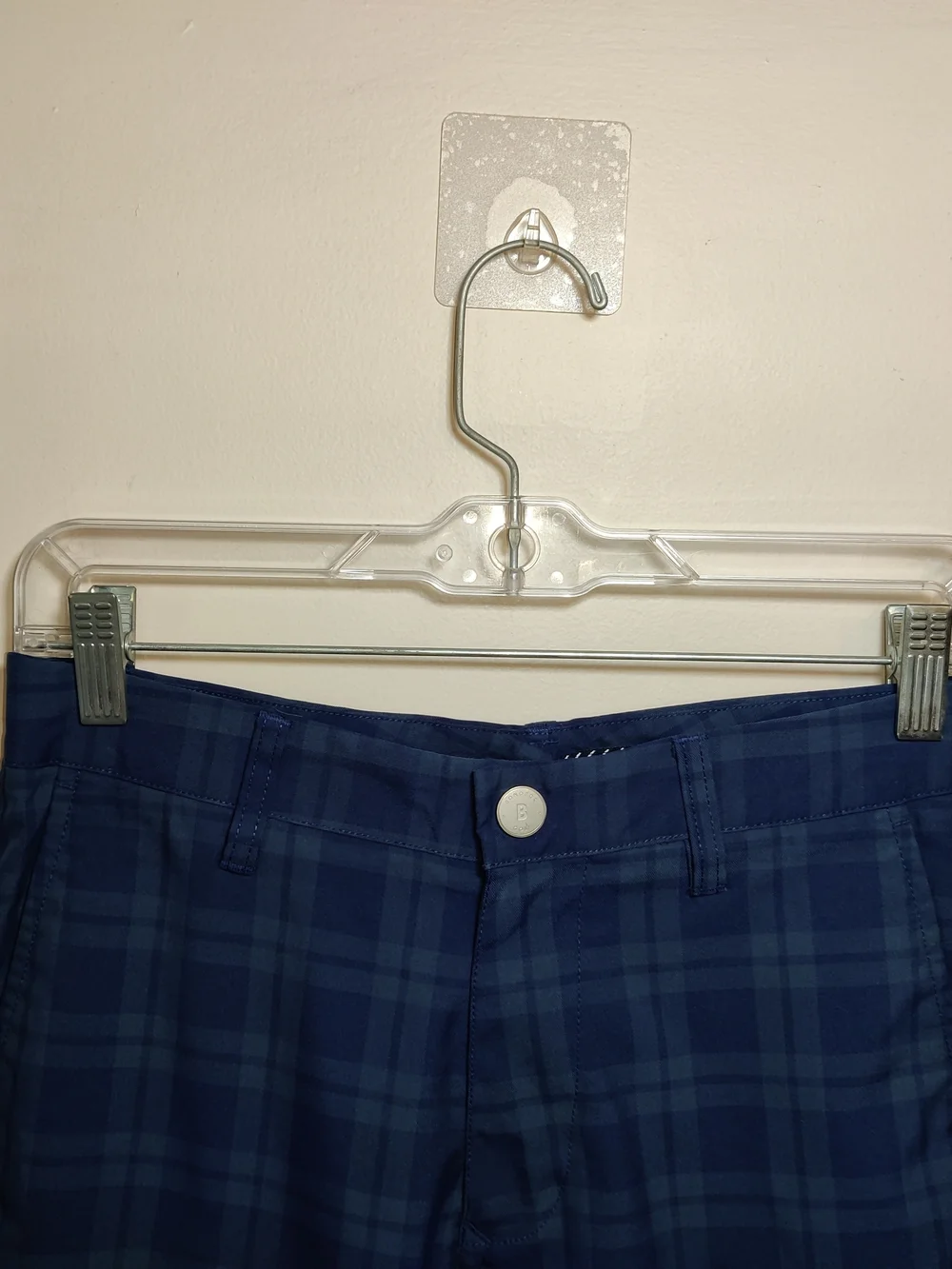 Bonobos Mens Golf Pants 28x30 Blue Green Plaid Slim Fit Performance Casual Chino